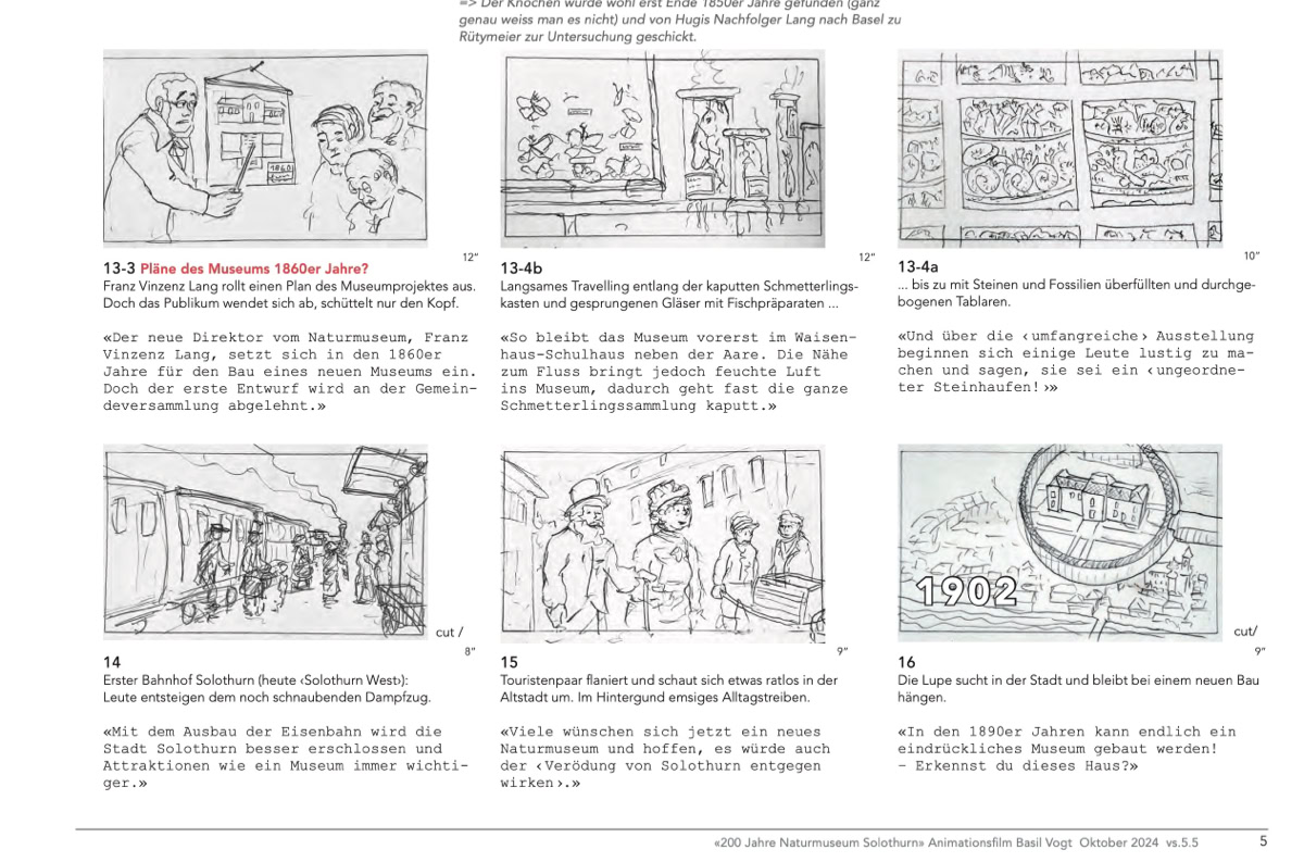 Storyboard zu "Am Anfang war ein Hugi - 200 Jahre Naturmuseum Solothurn"