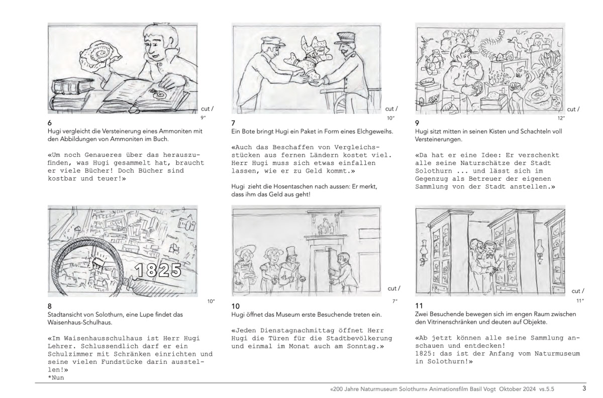 Storyboard zu "Am Anfang war ein Hugi - 200 Jahre Naturmuseum Solothurn"