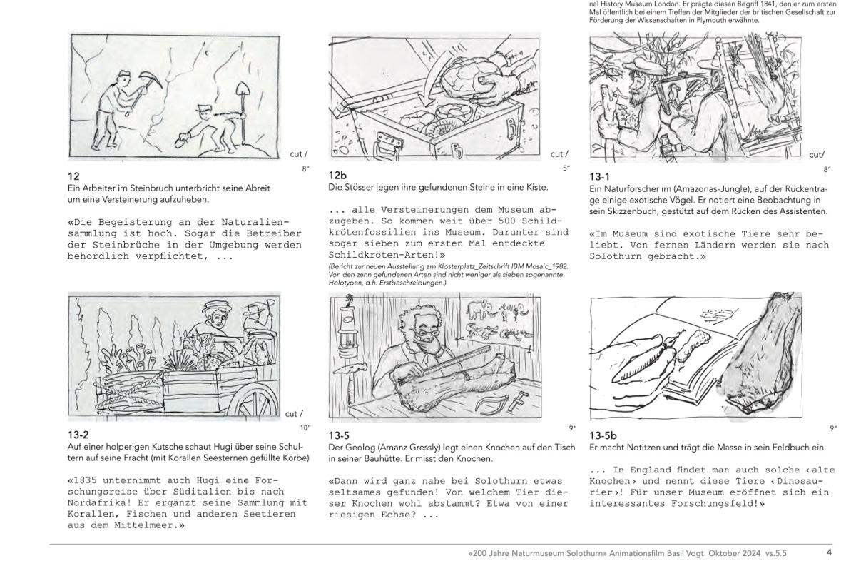 Storyboard zu "Am Anfang war ein Hugi - 200 Jahre Naturmuseum Solothurn"