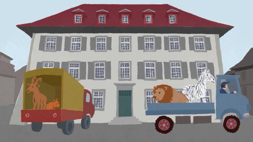 Das Museum trennt die Sammlung von der Ausstellung. "Am Anfang war ein Hugi" Naturmuseum Animation Illustration Trickfilm Schweiz